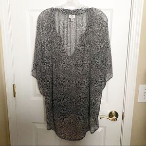 Worthington Black And White Hearts Sheer Top 2X